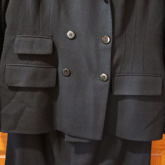 San Louis Black Wool Skirt Suit Blazer Jacket Set 14 Career Formal Funeral Suit - Picture 6 of 13
